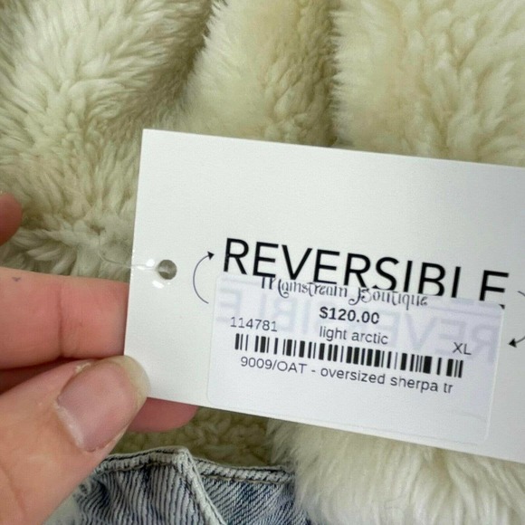 OAT New York Women's Blue Denim Trucker Jacket Sz XL Reversible Shepra Jeans - Picture 9 of 11